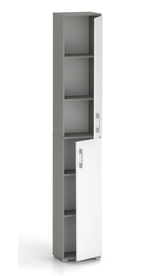 Szafa biurowa Pola 215 - 2D 40 cm Szary Artktyczny z białymi frontami